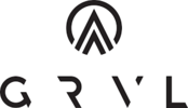 Logo mit ovalem Symbol und Schriftzug GRVL