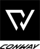 Weißes Conway-Logo auf schwarzem Hintergrund